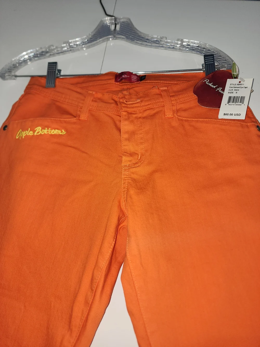 Apple Bottoms Orange Capri with Script Logo Size 8 Y2K Festive Vib - Picture 7 of 8